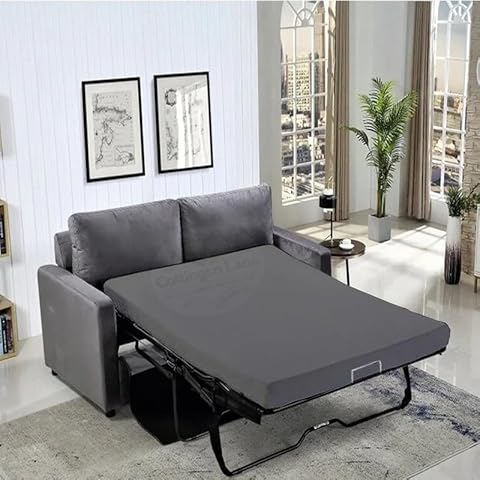 Sleeper Sofa Fitted Sheet Queen Size - 100% Egyptian Cotton - 6 Inch Deep Fitted Queen Size Sleeper Sofa Sheets - Sofa Sleeper Fitted Sheet Only, Queen Sofa Bed/Pullout Couch Bottom Sheet(Dark Grey) Cover