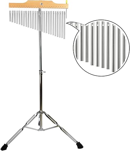 Miniatura 7 de TNZMART Campanillas de viento de una fila con soporte de trípode de 25 tonos y 36 tonos, con altura ajustable, campana de instrumentos de percusión