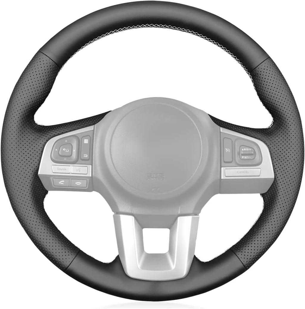MEWANT PU Leather Hand Stitched Car Steering Wheel Cover for Subaru Legacy 2015-2017/Subaru Outback 2015-2017/Subaru XV (Crosstrek) 2016-2017/Subaru Forester 2017-2018