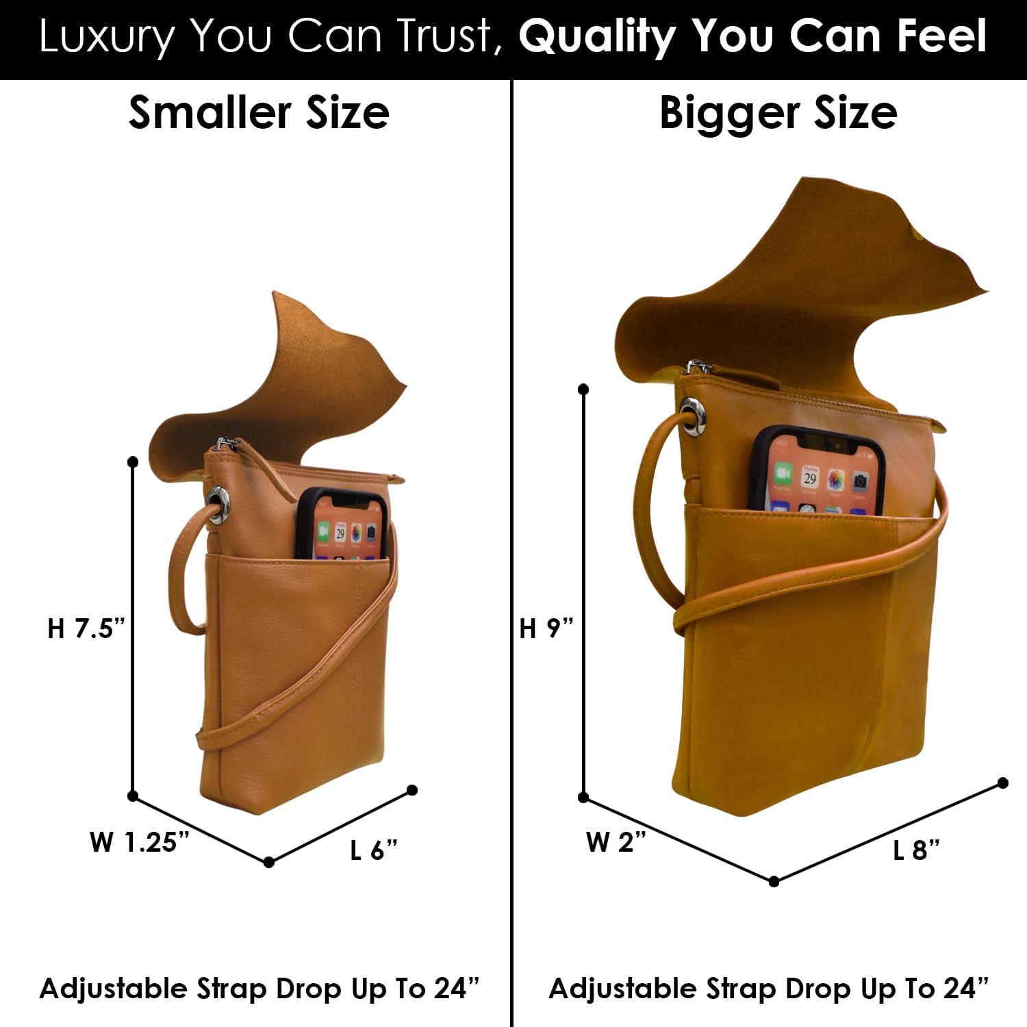 ili New York Leather Mini Sac Crossbody - Genuine Leather Crossbody Bags for Women with RFID Blocking, Adjustable Strap - Image 3