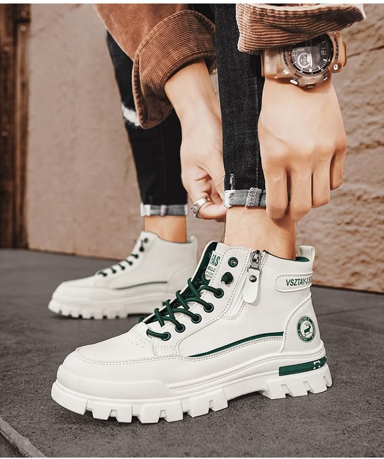 Men's Fashion Sneakers - Casual & Stylish, Thick Sole Non-Slip & Durable, Warm Faux Leather for All Seasons - Image 3