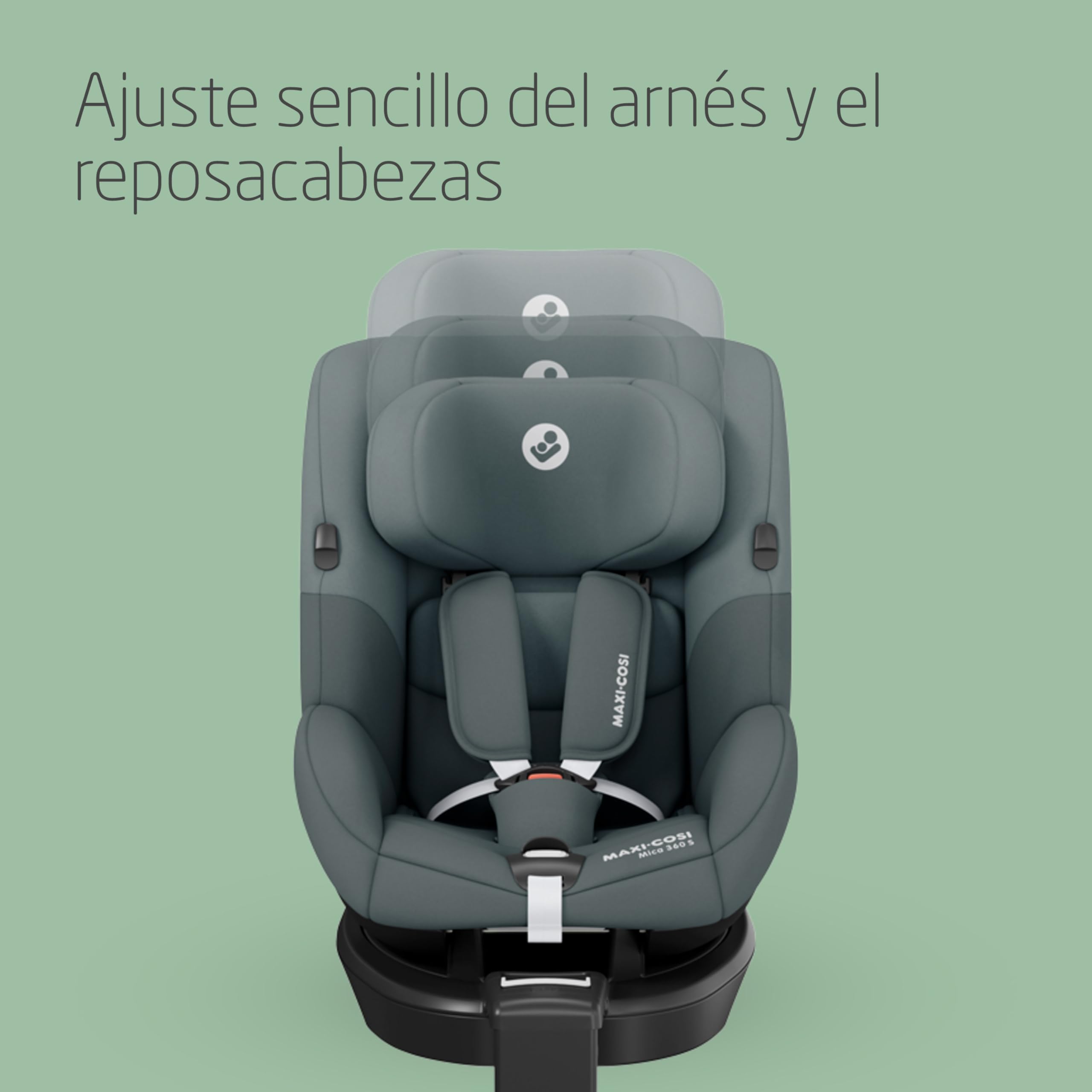 Maxi-Cosi Mica 360 S, Silla Coche 360 Giratoria, ISOFIX, 3M-4A(61-105 cm), Silla Coche Bebé i-Size, Giro FlexiSpin, 5 Posiciones Reclinación, Protección G-CELL, Arnés Fácil Poner, Tonal Graphite