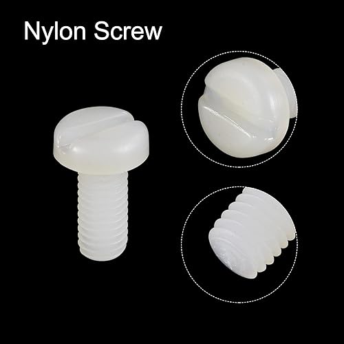 Miniatura 4 de uxcell Tornillos de máquina de nailon, pernos de sujeción de cabeza ranurada M5x12mm para electrónica, comunicaciones, equipos, 50 unidades