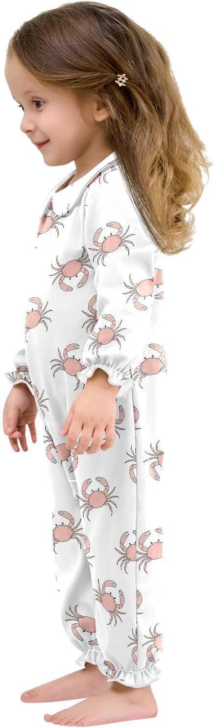 Emelivor White Crabs Seafood Baby Girl Romper Clothes One Piece Playsuit for Baby Girl Winter Long Sleeve Outfits,3M