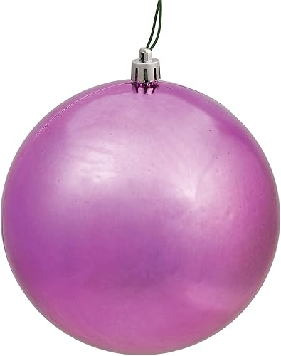 Vista 125 de Vickerman Adorno de bola de caramelo rojo de 12 pulgadas, inastillable y resistente a los rayos UV, confiable y listo para colgar, adornos rojos