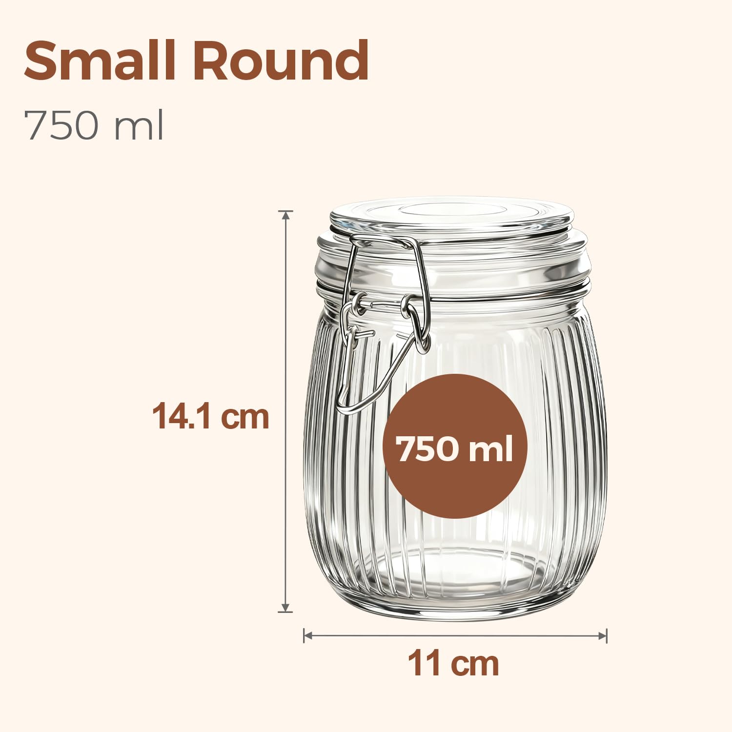 ComSaf Bocaux en verre hermétiques 750 ml, lot de 6 avec couvercles | Boîte de conservation en verre, Couvercle avec joint, Pâtes, Biscuits, Garde-manger