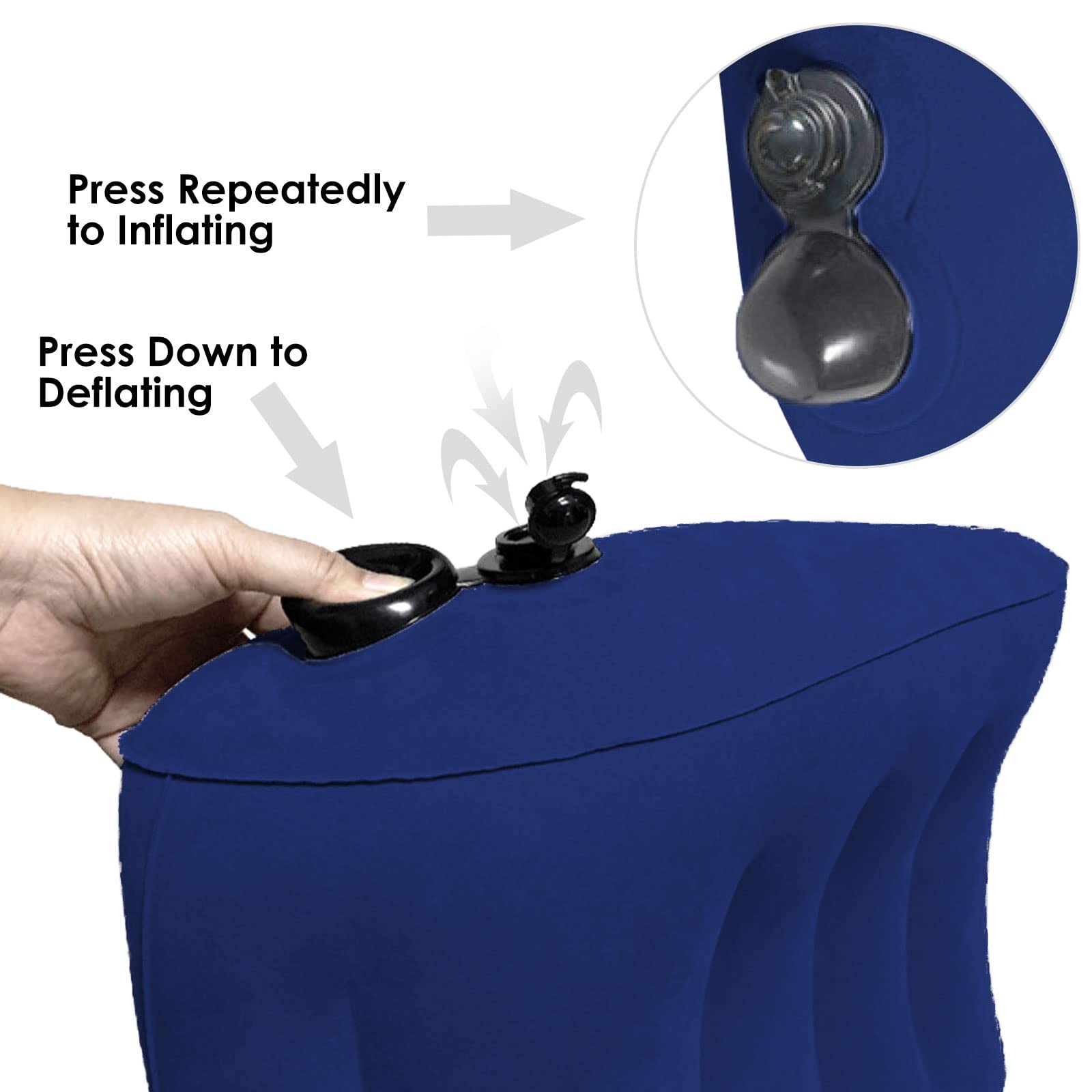 SOONHUA Cuscini da viaggio gonfiabili in memory foam, supporto per la schiena, per il supporto per collo e lombare, auto, aereo, escursionismo, zaino in spalla, premere per gonfiare