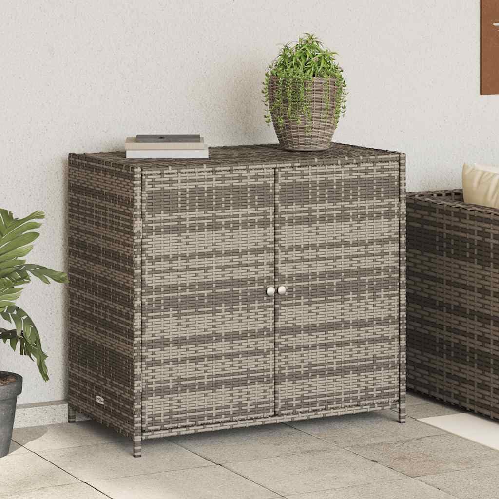 vidaXL Armadietto Portaoggetti Giardino Grigio 83x45x76 cm Polyrattan