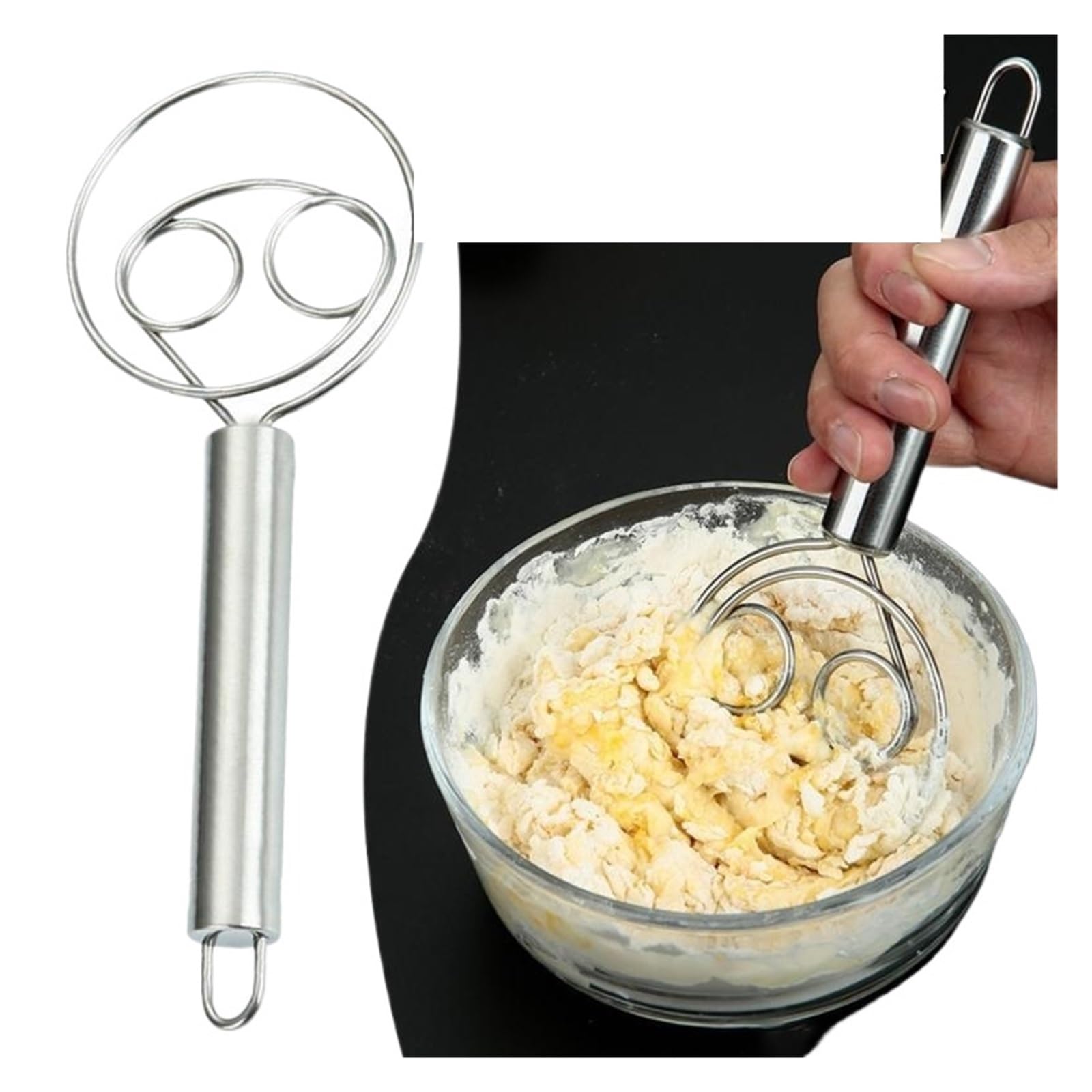 Edelstahl-Teigbesen mit ergonomischem Griff, manueller Mixer for Backen, Schneebesen, Creme-Rührwerkzeug(PP green)