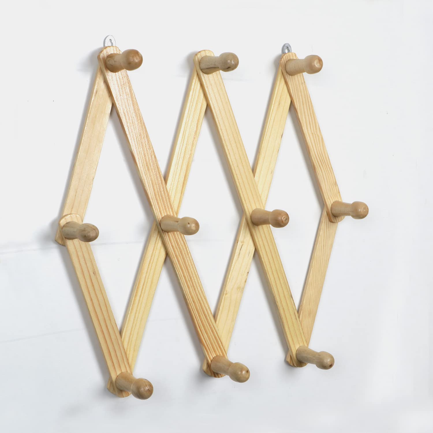 HOKIPO Wooden Bamboo Wall Mounted Adjustable Hanger for Clothes/Coats/Hats - 44 cm (AR-3837)-image-13