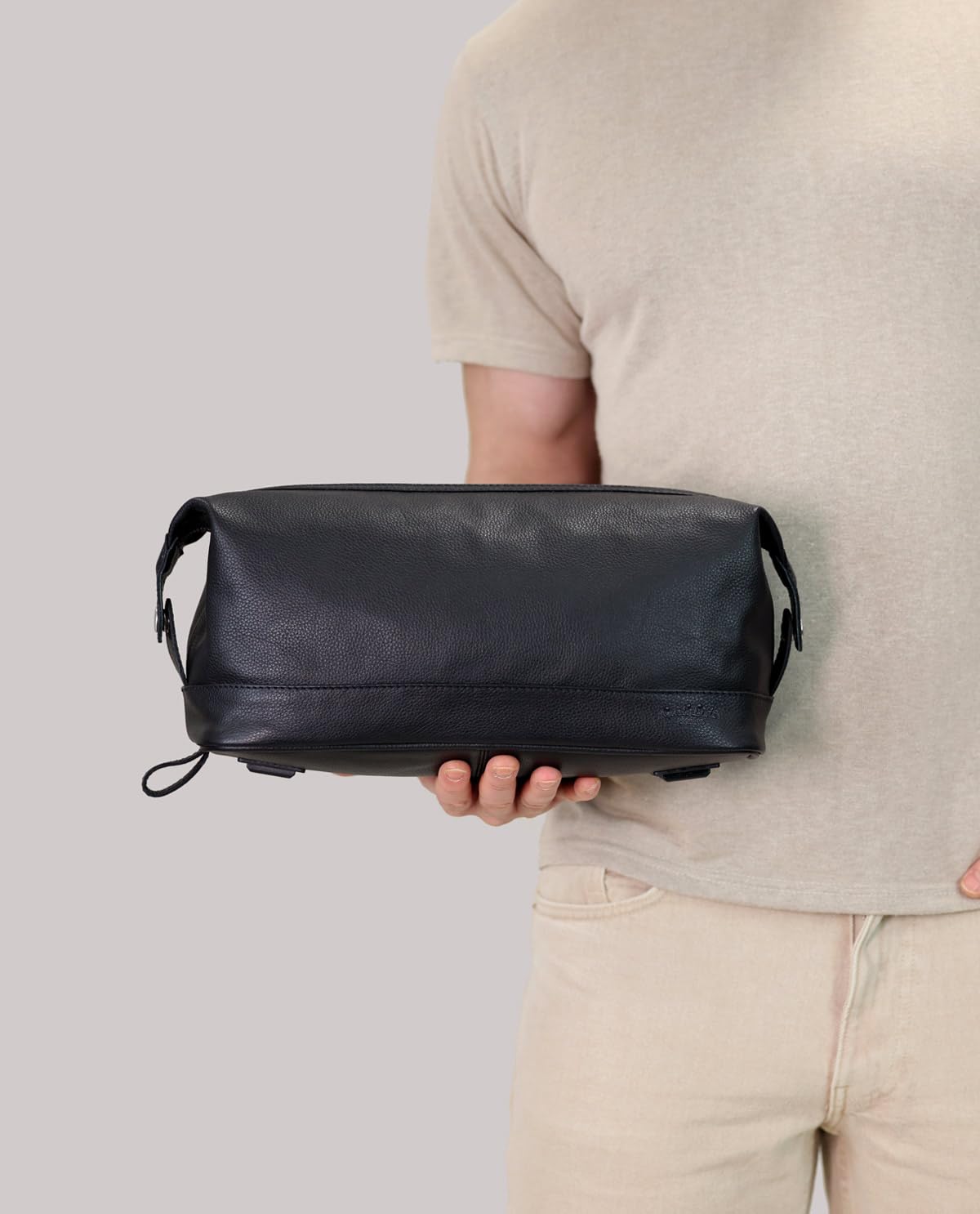 Gusti Anika - Neceser de piel para hombre y mujer, color negro, Negro , Contemporáneo