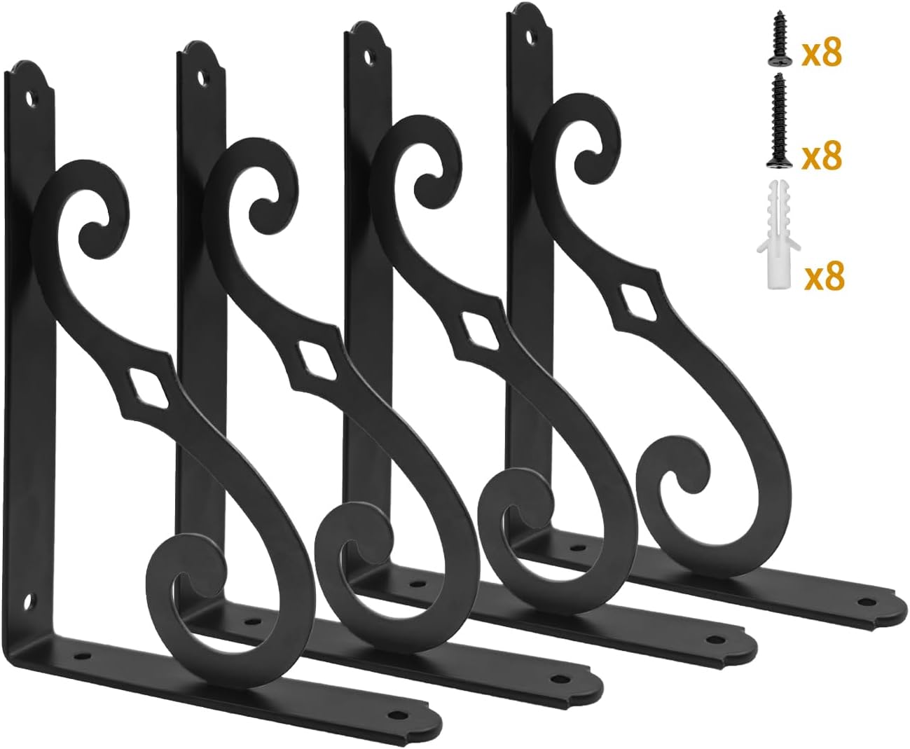 Yarssihha 10 Inch Decorative Shelf Brackets, 4 Pack Wall