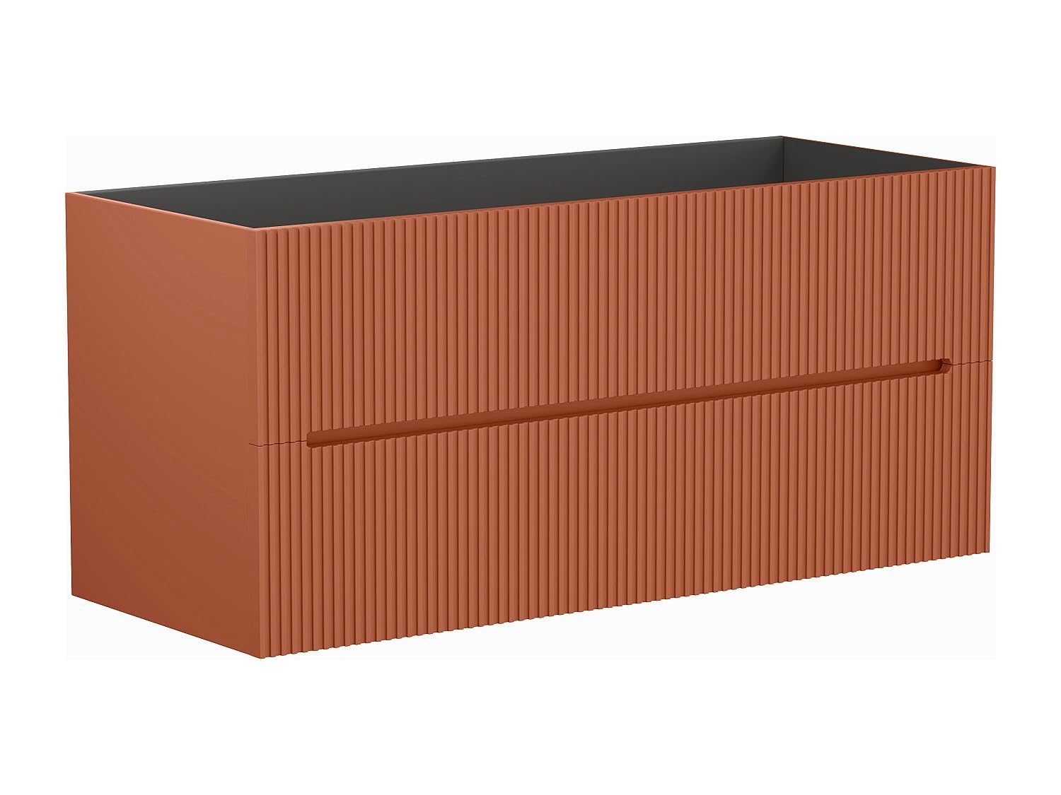 Vente-unique - Meuble sous Vasque Suspendu strié Terracotta - 120 cm - PAVANI