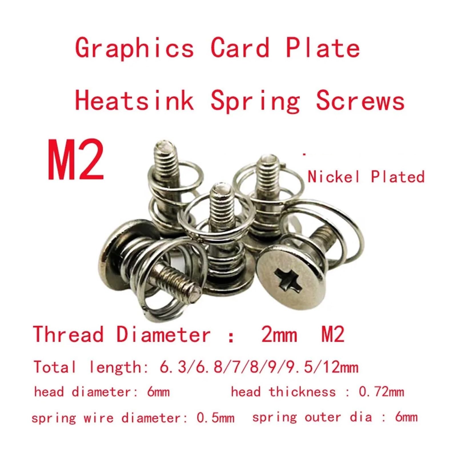 PC-Lüfterschrauben, 15 Stück, M2, M2,5, M3, M4, Federschrauben, vernickelt, Kreuz,Schrauben für Lüfter(M4x14.2mm)
