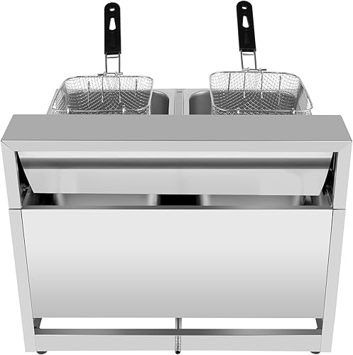 Miniatura 8 de Freidora comercial para encimera, 2 x 2500 W, 2 x 6.3 cuartos de galón, freidora eléctrica de doble tanque con cesta y tapa, freidora de gran