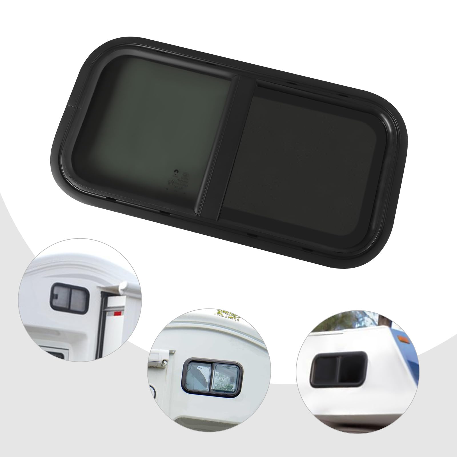 Ventana de caravana de 700 x 400 mm, para caravanas, con red de protección contra insectos, color negro, para autocaravanas, remolques y camionetas, instalación de sujeción para 46-60 mm de grosor