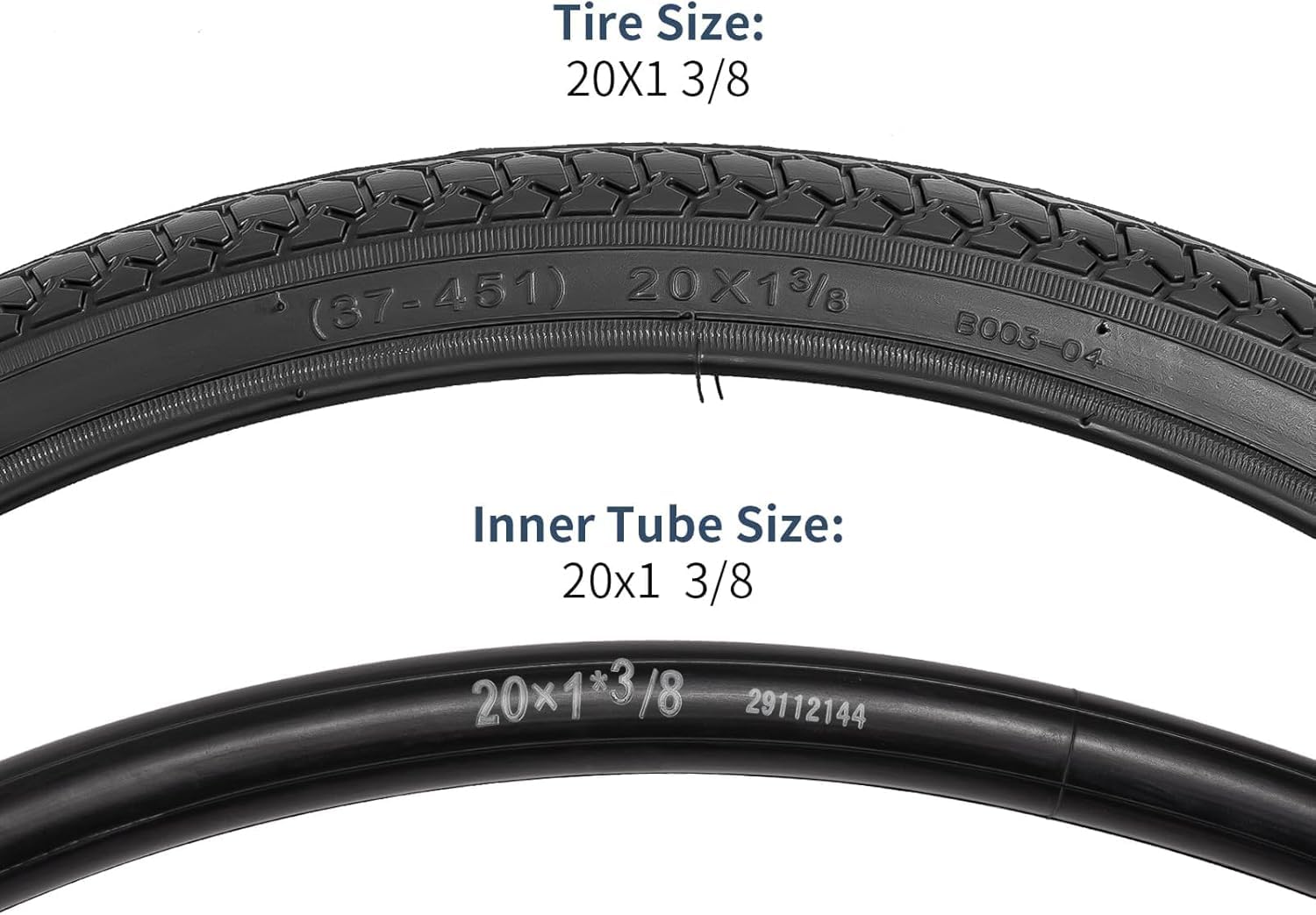 YUNSCM 2 neumáticos de bicicleta de carretera de 20 x 1 3/8 (37-451) y tubos de bicicleta resistentes de 20 pulgadas, válvula Presta compatible con neumáticos y tubos de bicicleta de 20 x 1 3/8 (Y-930