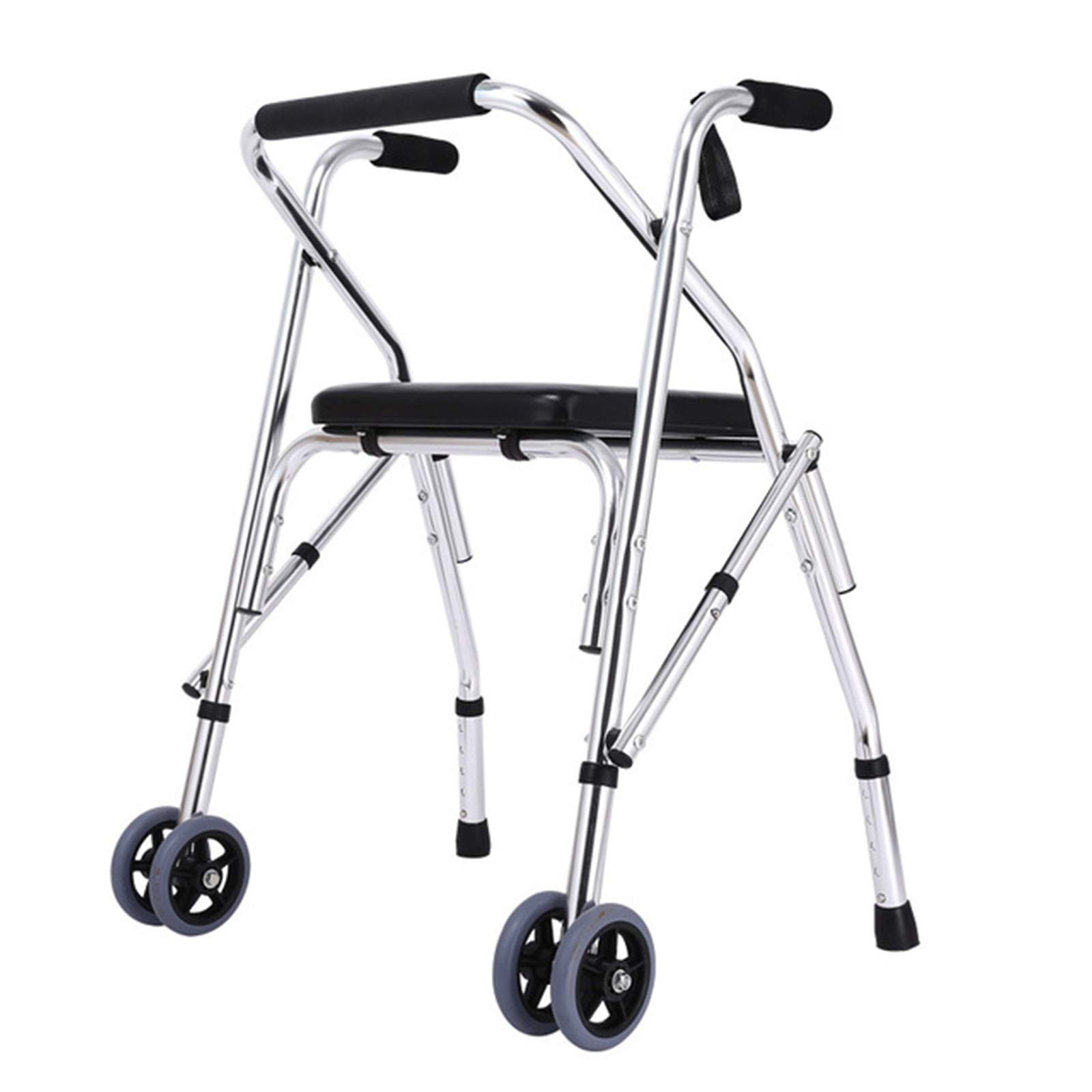 YXCKG Deambulatori per Anziani, Adulti O Disabili, Deambulatore Pieghevole Regolabile in Altezza 31-35 Pollici, con Seduta E Ruote, Grigio