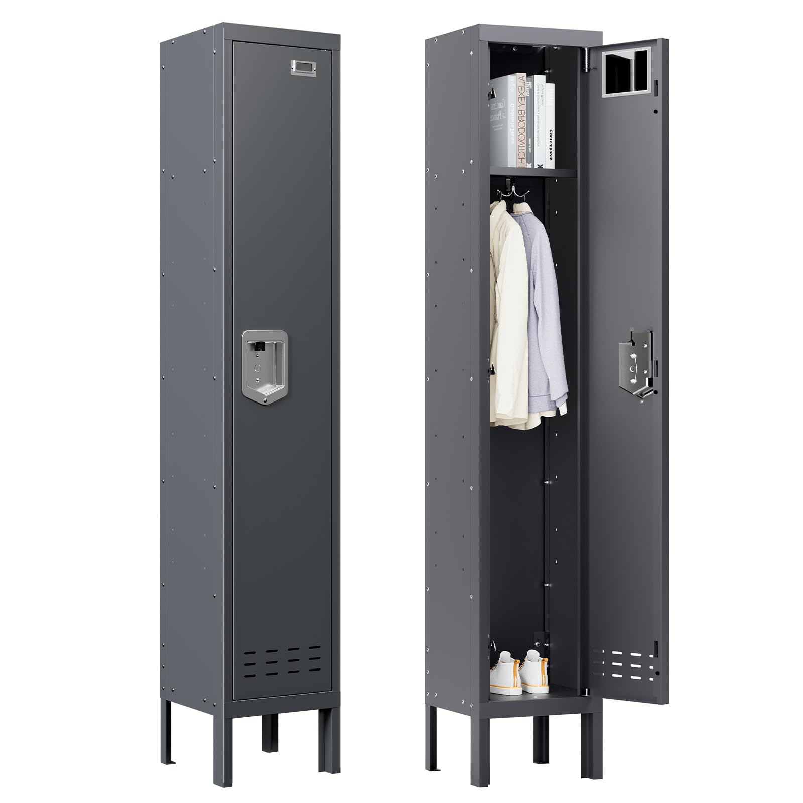 BUTISOW Metal Lockers - 66" Height Steel Lockers for Employees with Door Storage Locker with Card Slot for Employees Gym School Home Office Garage - Assembly Required