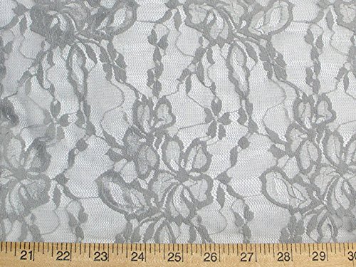 SyFabrics Stretch lace Fabric 58 inches Wide Silver SL-53