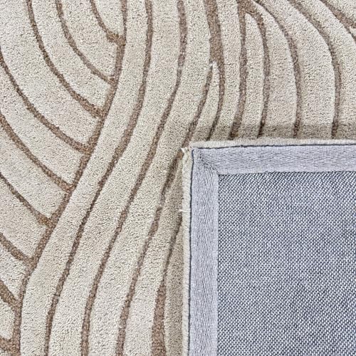 Tapete de área de lana tufted 8x10 pies beige miniatura 6