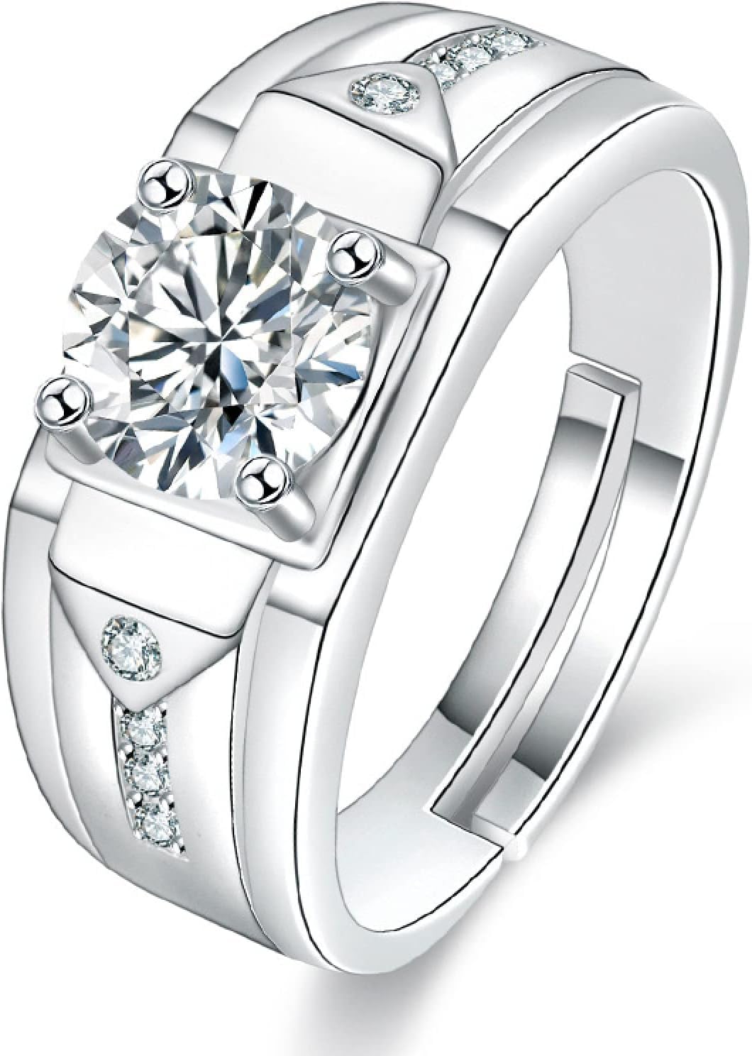 Moissanite Live -Herrenring überwältigendes Eröffnungs -Ehering für Männer, MZ003 (1,5 Karat), verstellbare Öffnung