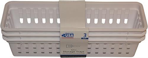 Miniatura 3 de Paquete de 3 bandejas de almacenamiento en miniatura, cuadradas, básicas, de plástico, 3 unidades, rectangular, color blanco