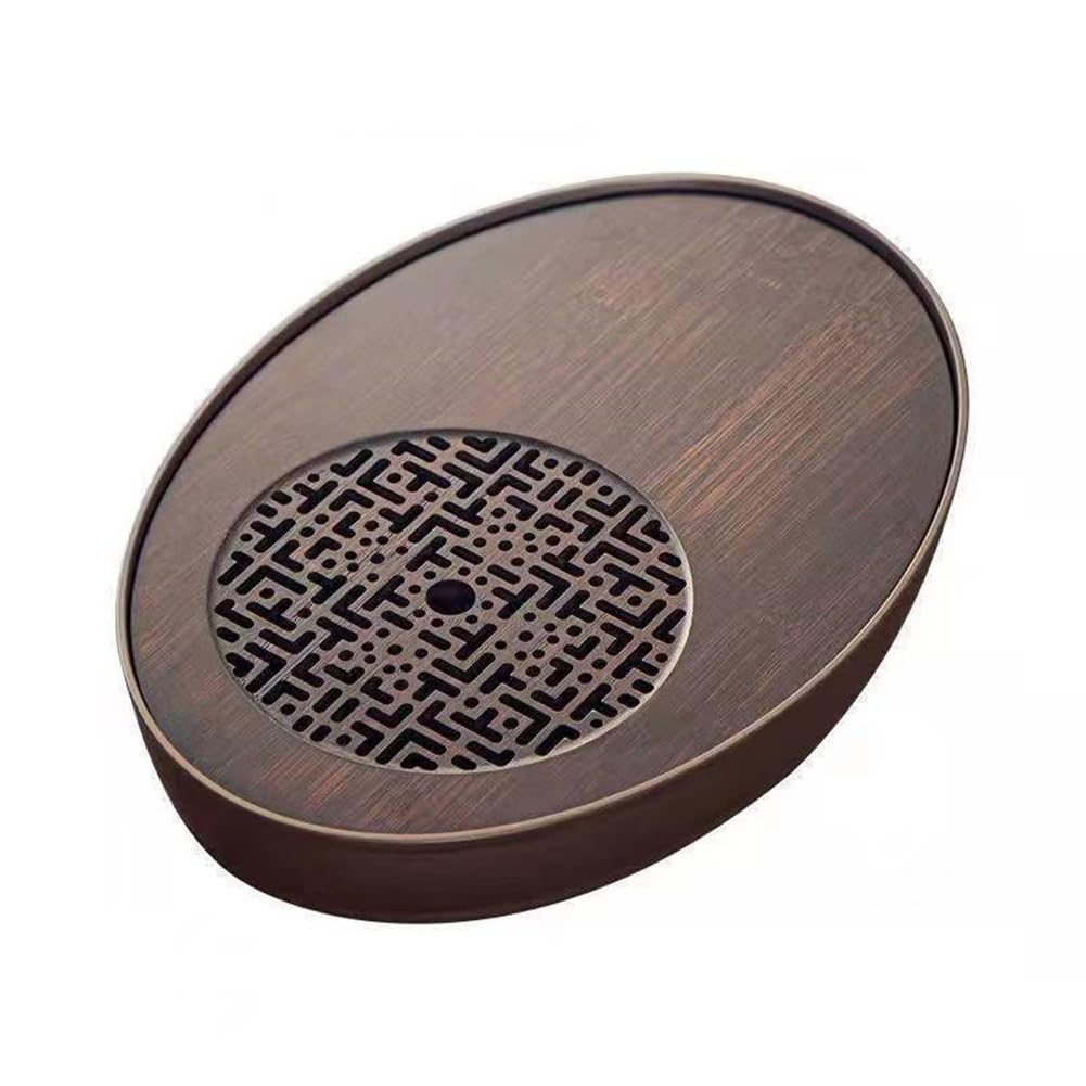 CTRLZS Chinese Tea Ceremony Culture Oval Tea Tray Hollow Drainage Storage Tea Tray Household Solid Wood Storage Tray