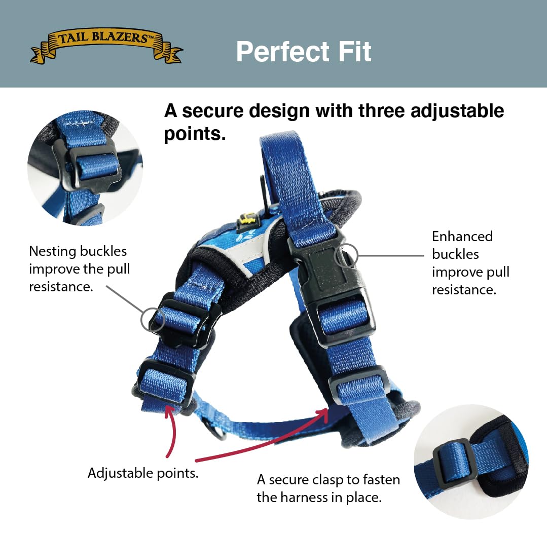 Tail Blazers Adjustable Dog Harness, No Pull, Breathable Padded Harnesses with Handle for Small Medium & Large Dogs - Image 2