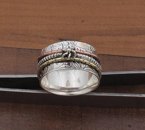 Miniatura 54 de Boho Spinner Ring, Mothers Day Gift, Silver 925 Women Ring, Sterling Silver 925 Ring, Fidget Spinner Ring,Women Silver Anxiety Ring