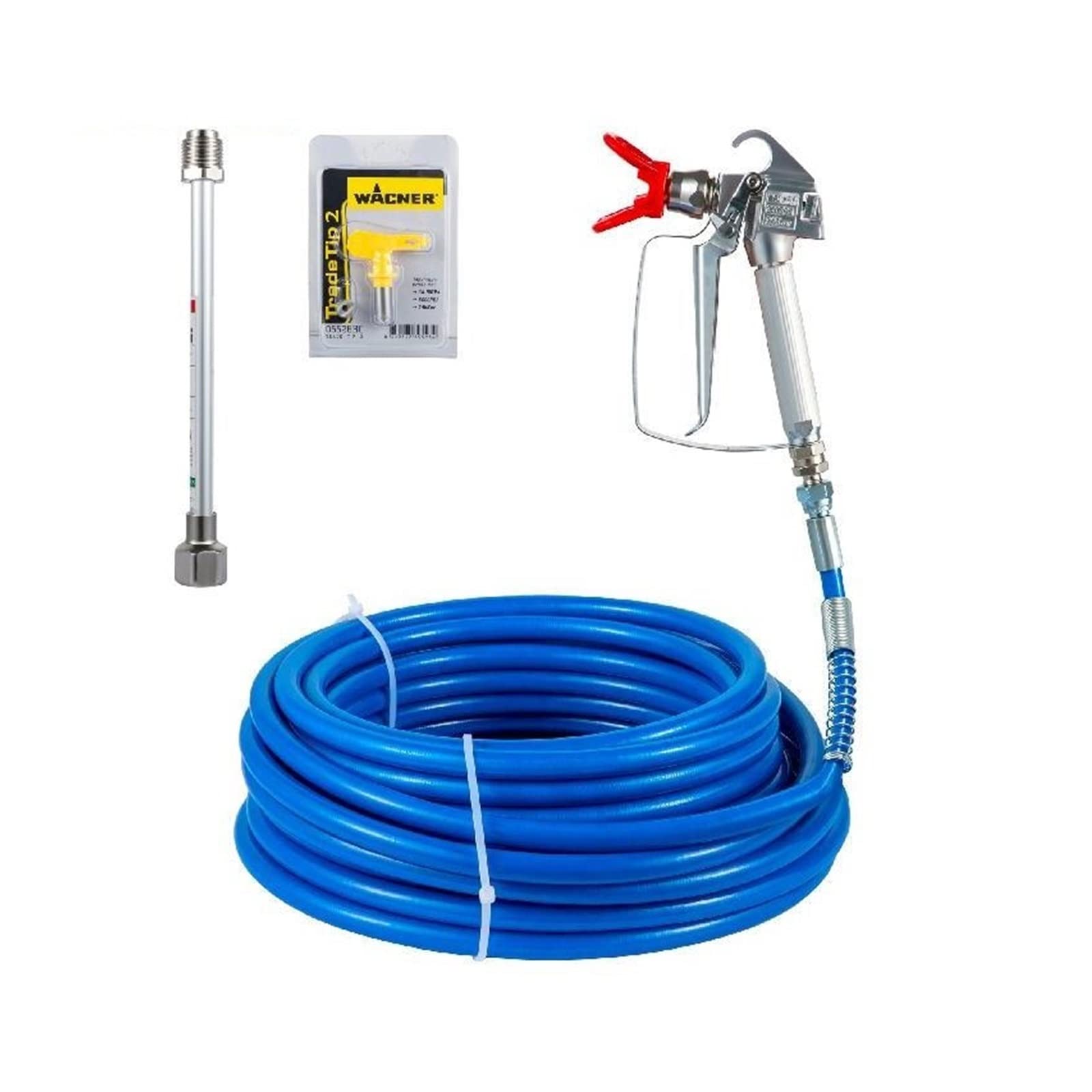 CVFRDD Spray Gun And Hose Kit 50ft X 2/4" High Pressure 3600 PSI Airless With Nozzle Extension Pole Integrated Swivel Joint For Spraying Paint