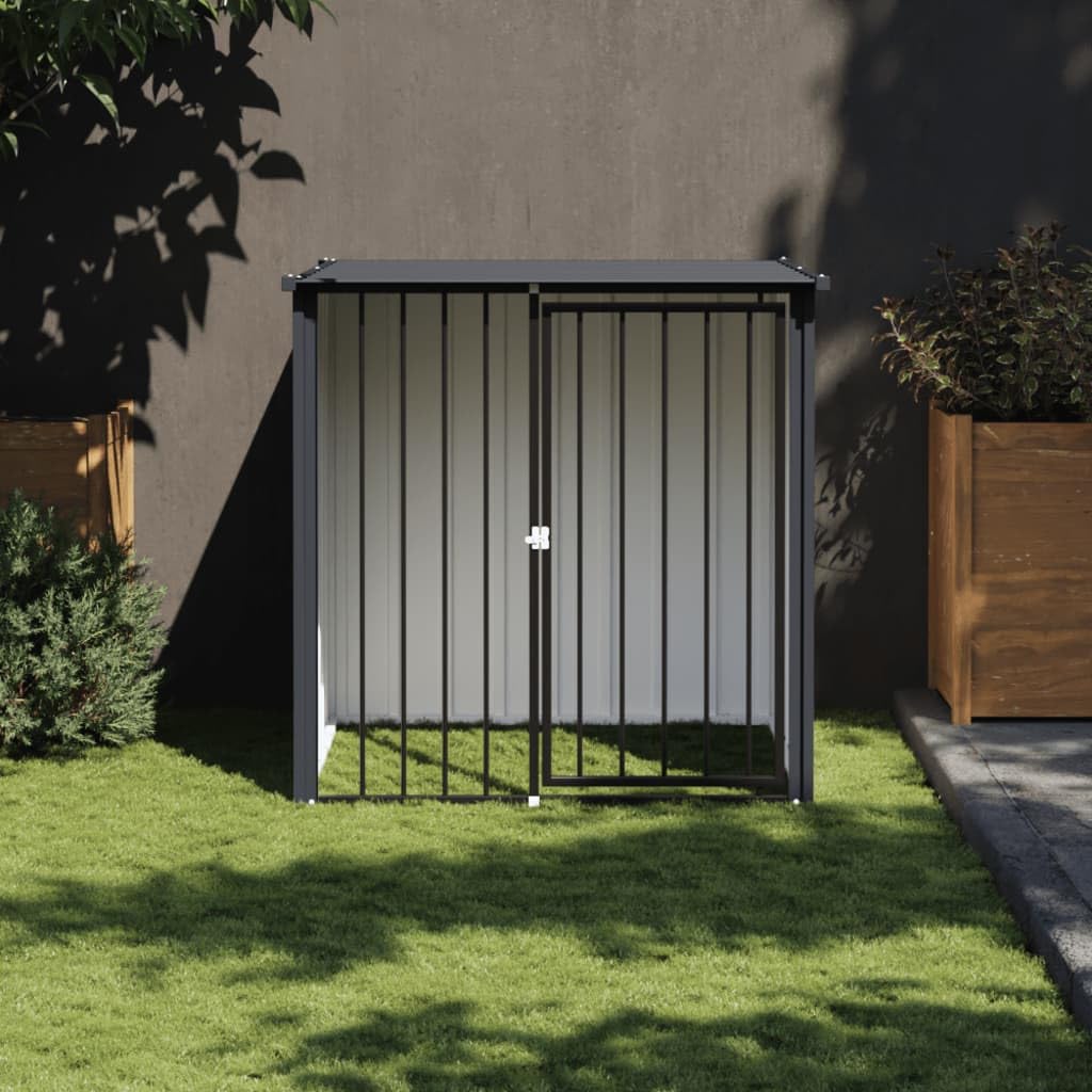 Niche pour Chien Extérieur Métal, Chenil d'extérieur Enclos Cage pour Chien avec Toit Noir 110x103x109 cm Acier galvanisé