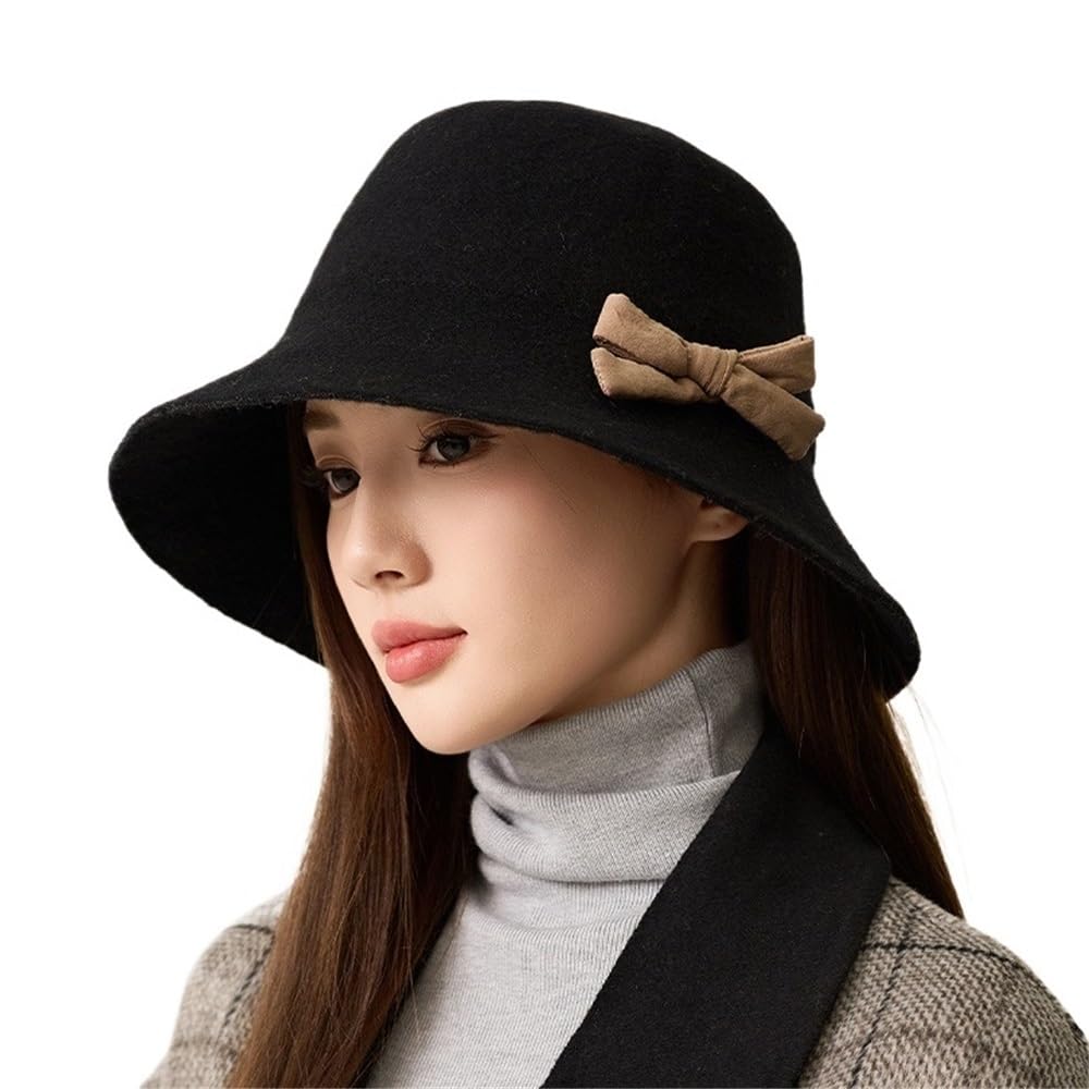 Chapeau fedora élégant à large bord en laine pour l'hiver
