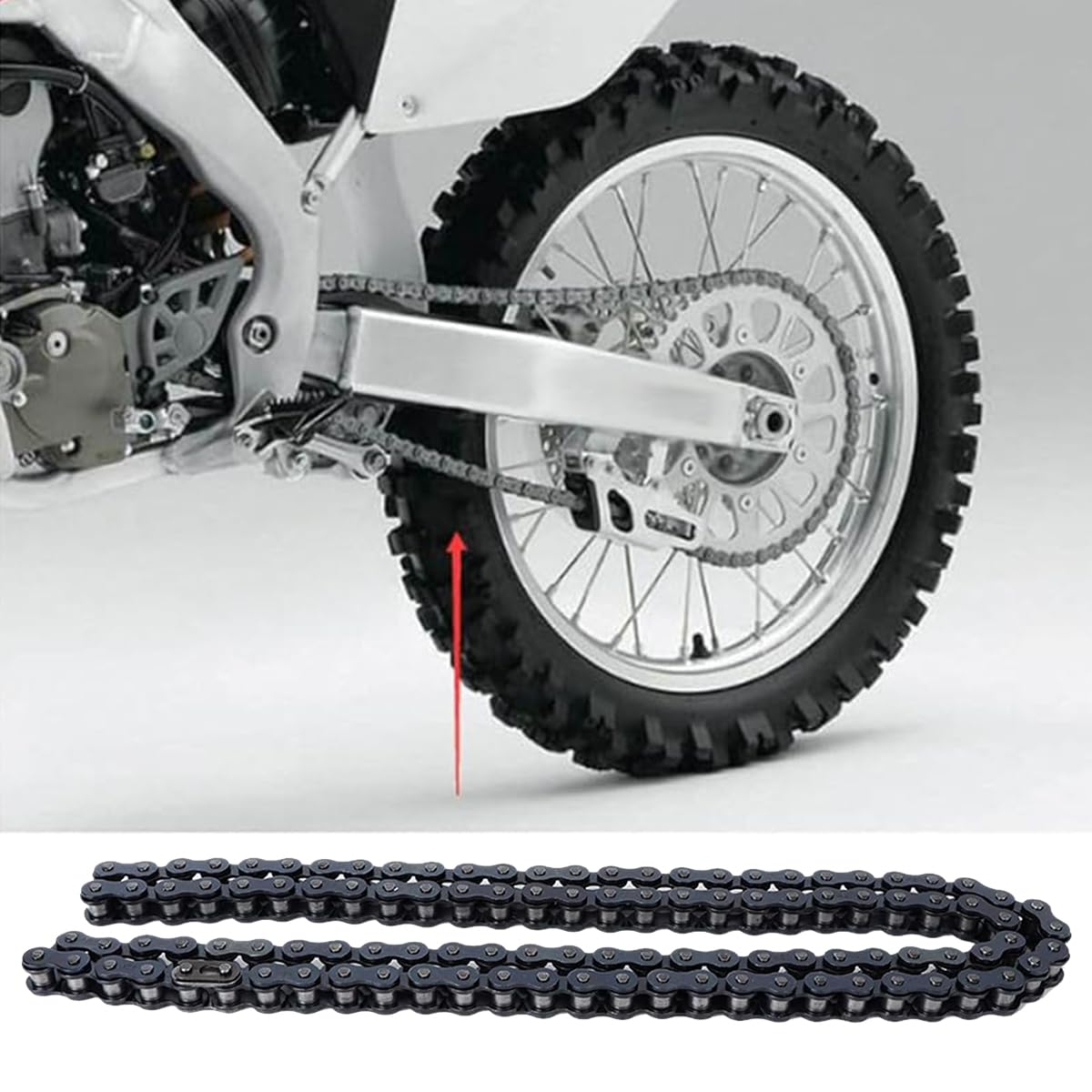 Cadena 428 108 izquierda de repuesto para 50cc, 110cc, 125cc, 250cc, ATV, Quad, Pit Dirt Bike, Go Kart, cadena de metal para motocicleta, negra, 0,786 g