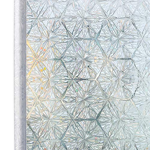 Homein Vinilo Ventana Cristal Película Adhesiva Ventana Brinda Privacidad sin Cola Lámina Decorativa Electroestático Arcoíris Fenómeno Fácil Desmontar y Reutilizar para Conica Baño Oficina 44.5x200cm