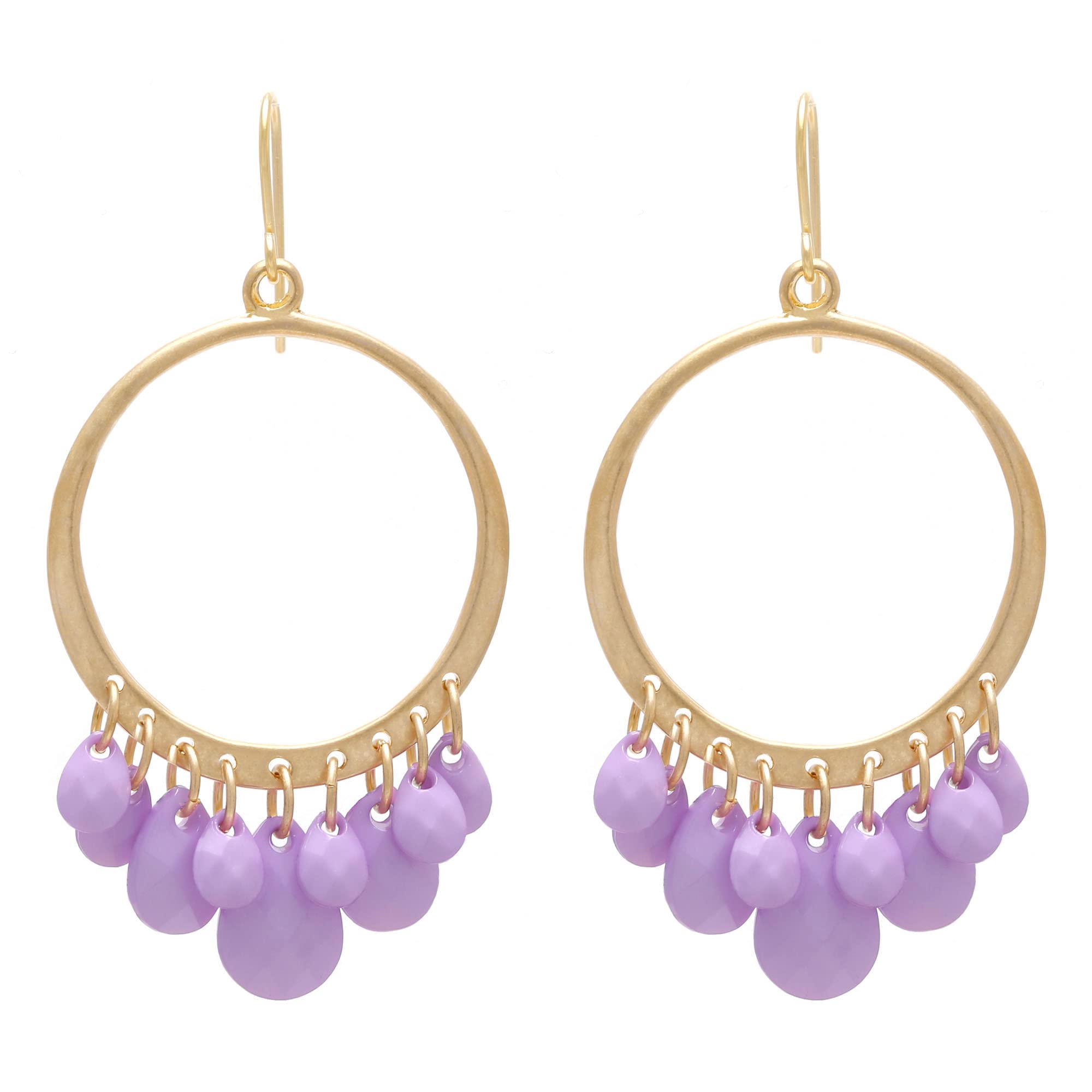 BONALUNABoho Chic Collection of Multi-Bead Tassel & Circle Hoop Dangle Drop Earrings for Women