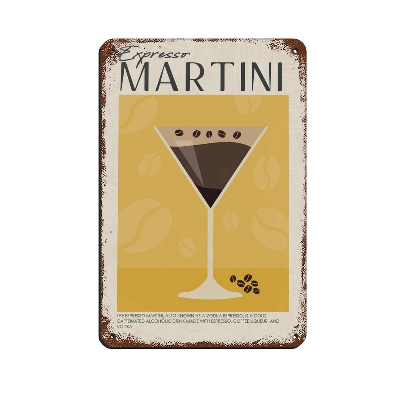 Expresso Martini, Cocktail Art, Bar Art Retro Poster Metal Tin Sign Chic Art Retro Iron Painting Bar People Cave Cafe Family Garage Poster Wall Decoration 8x12inch(20x30cm)
