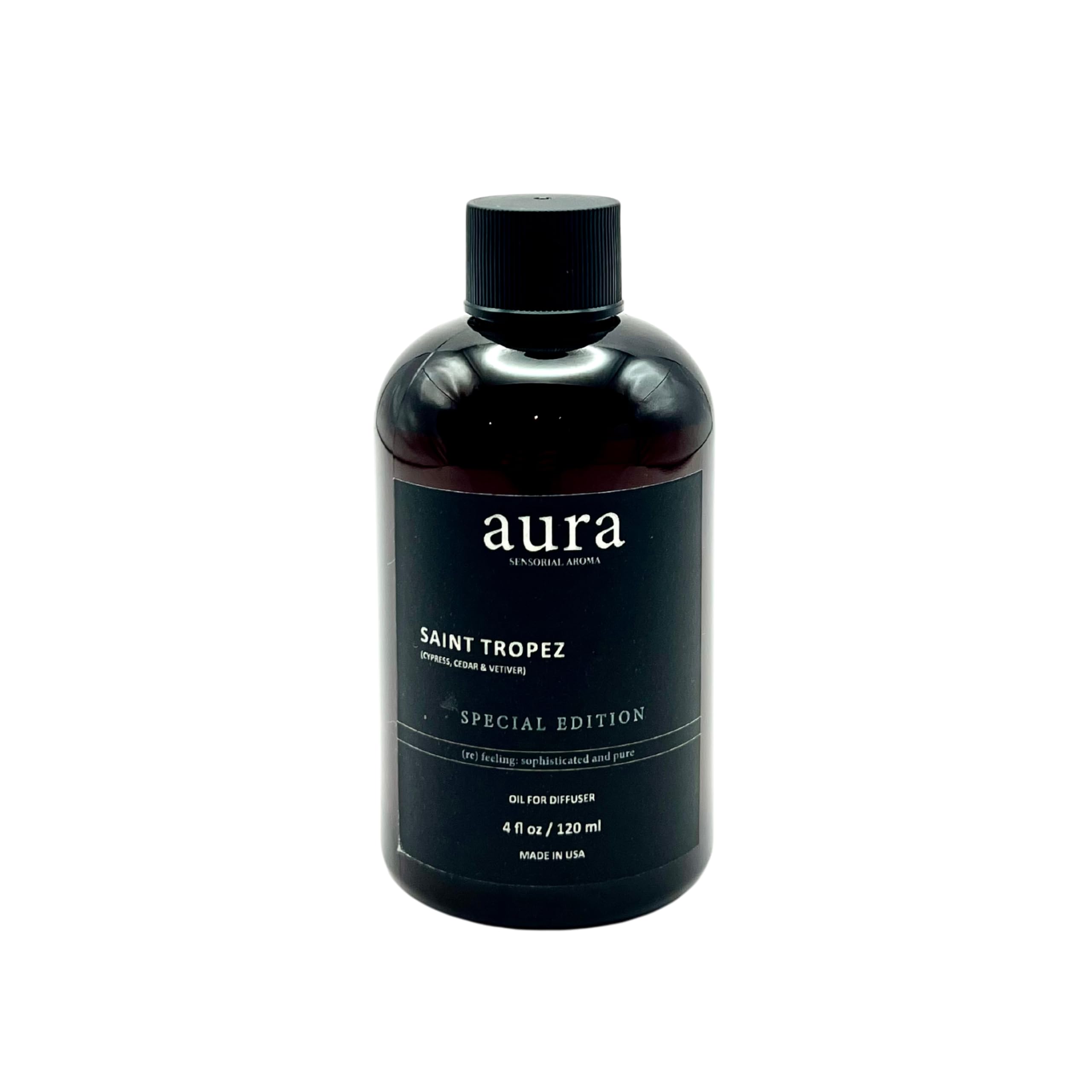 A U R A - Saint Tropez Fragrance Oil for Waterless Scent Diffuser - Inspired by Bulgeri-Man | (4 fl oz, 120 ml) Pure Essential Oil Blends for Aromatherapy Diffuser & Hotel Collection Oil Diffuser