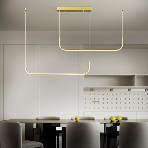 Miniatura 8 de Candelabro lineal moderno regulable de 6000 K LED, lámparas colgantes de techo, candelabros negros para comedor, cocina, isla, sala de estar,