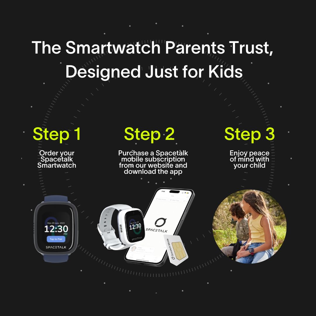 SPACETALK Loop Smartwatch: libertà e sicurezza a tutte le età, richiede nano SIM con abbonamenti alle app chiamate/SMS/dati, localizzatore GPS 4G, chiamate vocali, SMS e chat, zone sicure, SOS di