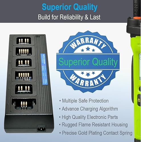 Miniatura 2 de Commountain Six Unit Charger Compatible for Motorola Radios CP185 CP100D and Batteries PMNN4476 PMNN4080 PMNN4081 PMNN4082, Multi Gang Charger with