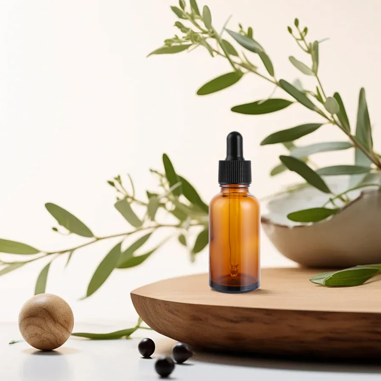 Lot de 30 flacons compte-gouttes en verre ambré de 30 ml avec pipette pour huile essentielle, huiles parfumées, aromathérapie, parfums, liquides