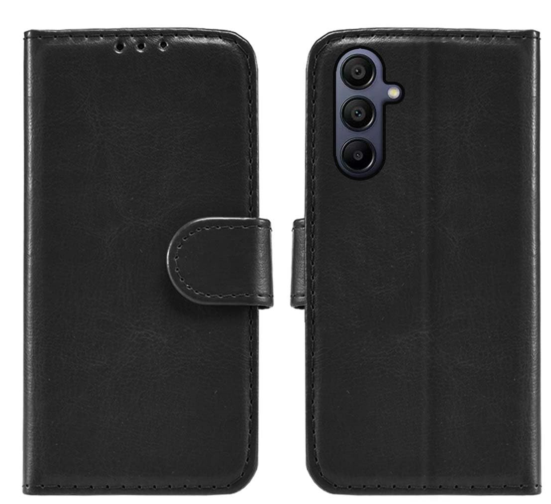 MAU For Samsung Galaxy A15 4G / 5G Case, Black PU Leather Flip Wallet Phone Stand Case Cover with 2 Slot Card Holder for Samsung Galaxy A15 4G / 5G Phone Case (Black)