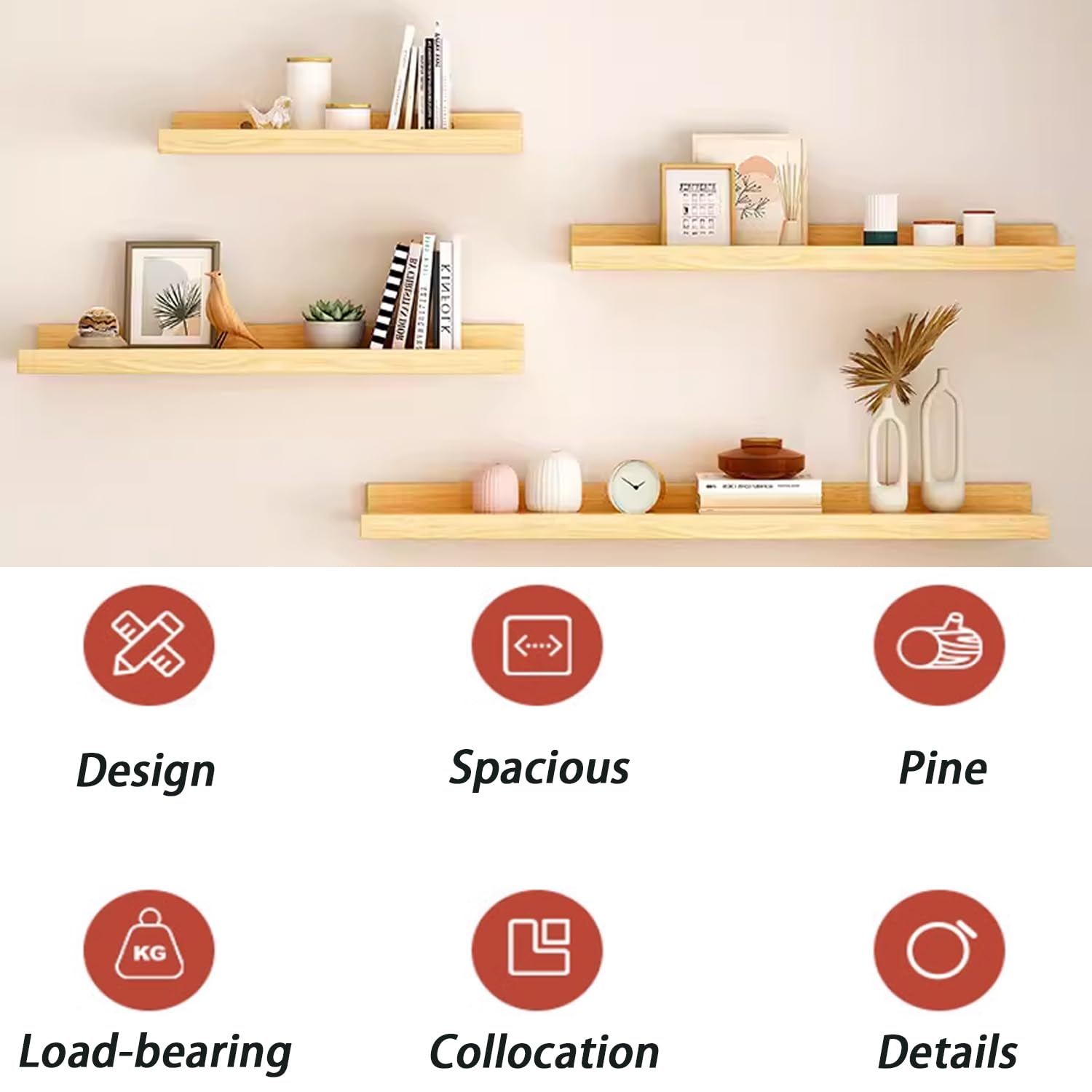 照明付き　壁掛け飾り棚 Amazon｜DHYBDZ 木製壁掛け発光本棚、内蔵照明付きLEDライト収納ラック
