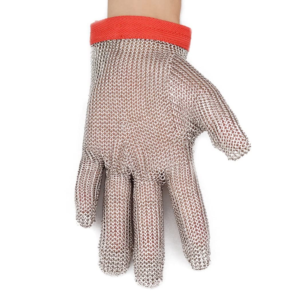 Kettenhandschuh Anti-Schnitt-Handschuhe aus Edelstahl in Lebensmittelqualität, Sicherheitsarbeitshandschuhe for Chef-Metzger, Kettenhemd-Handschuhe, universell for linke und rechte Hand ( Size : A pac