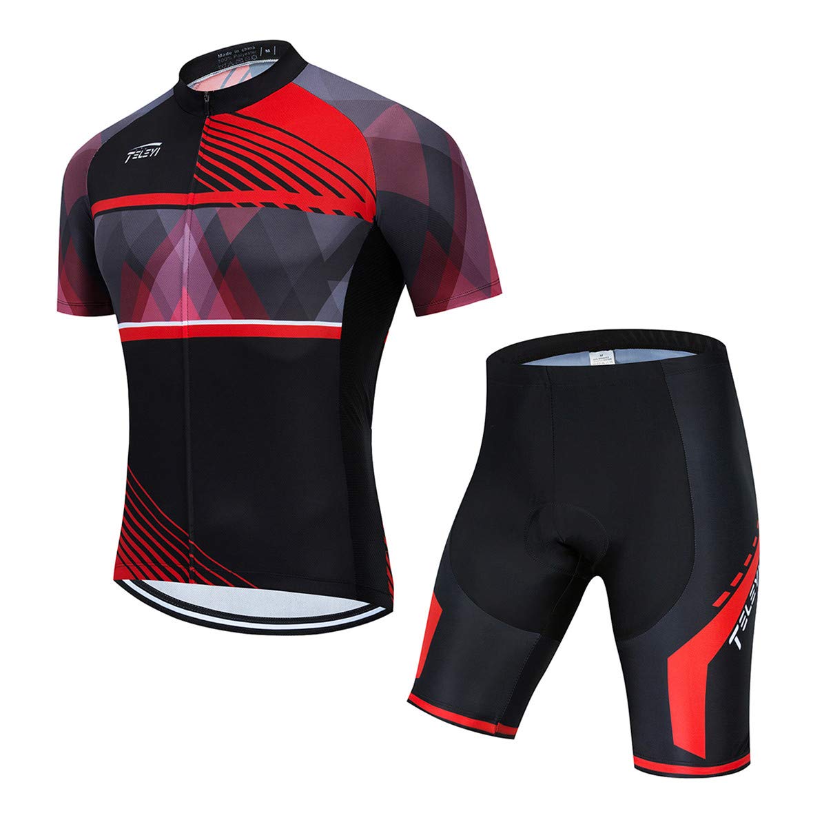 Cycling Jersey Sets Men Bike Top Mountain Bicycle Jersey Shorts Suit Cycle Shirt Road MTB Bicycle Outdoor Sports Clothing Summer red L