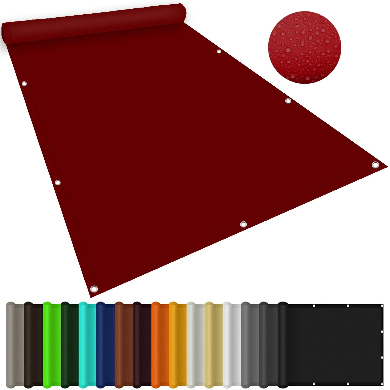 Voile d'ombrage rectangulaire contre la chaleur et la pluie 2x6.5m imperméable