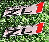 2pcs ZL1 Supercharged Emblem Engine Hood Badge Decal Replacement for Zl1 Camaro (Chrome)