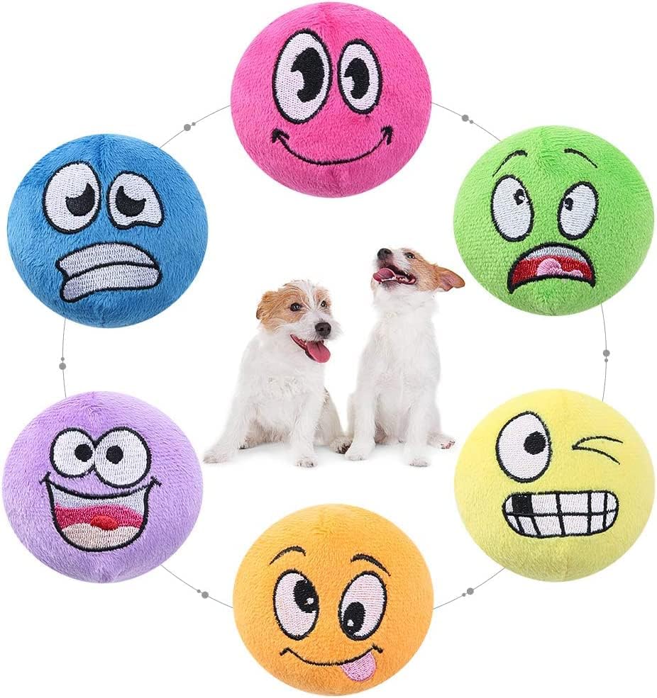 KOOLTAIL Dog Squeaky Toys Plush Balls 6 Packs - Soft Interactive Chew Toy Small Dog Toys Cute for Puppy Small Medium Dogs & Cats