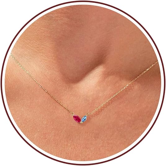 Birthstone Necklace for Women Dainty Gold Necklace with 2 Birthstone Christmas Stocking Stuffers Teen Girl Gifts Trendy Stuff Birthday Gift Moms 2025 Graduation Gift Adjustable Anniversary Jewelry for Daughter Girlfriend Friend